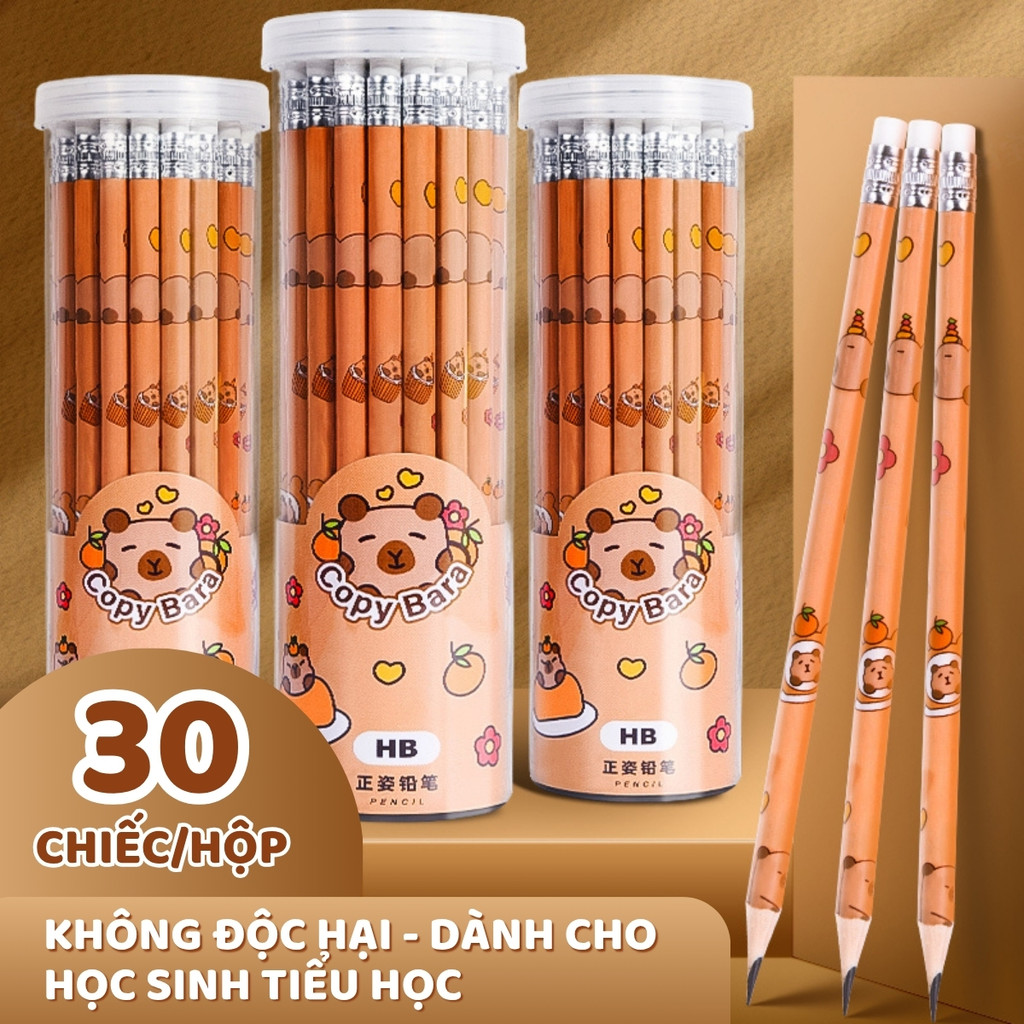 Hộp 30 Bút Chì HB Cho Bé Lớp 1 Nhỏ Gọn Cầm Vừa Tay Bé. Viết Chì Thân Tròn Dễ Tẩy Xóa