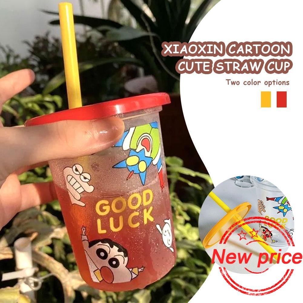 1ml Hoạt Hình Dễ Thương Cốc Rơm Học Sinh Cốc Nước Di Động Chai Nhựa Uống L1l9