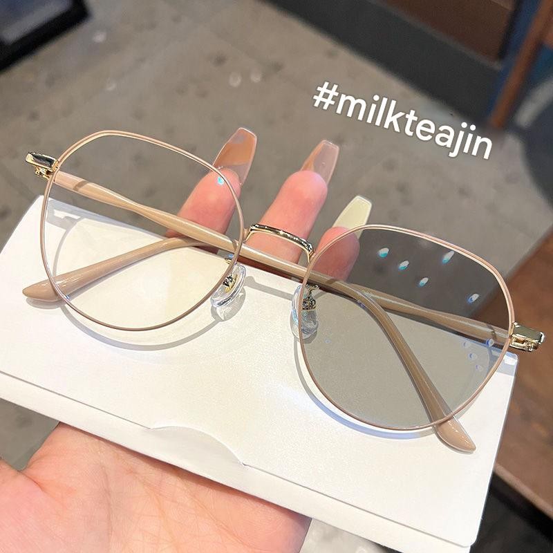 Kính Cận Thị Phong Cách Instagram Đa Giác Khung Kim Loại Cho Nữ