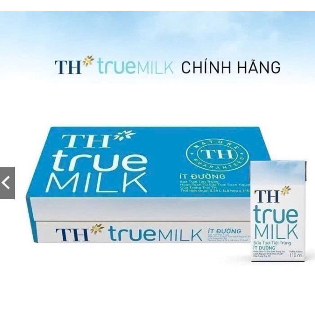 Thùng sữa Ít đường 110ml TH true Milk