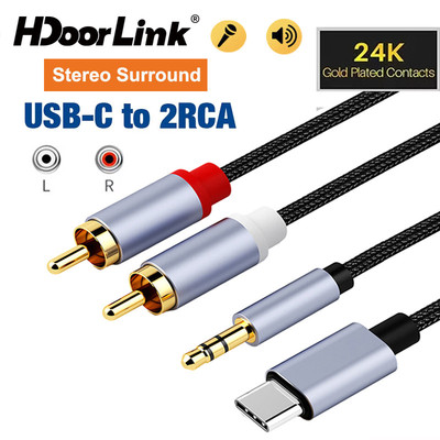 Cáp Âm Thanh HdoorLink Type C Sang RCA Jack 3.5 Mm / Loại C Đến 2 Cáp RCA Cho Điện Thoại Di Động PC Loa Ô Tô Khuếch Đại Công Suất Âm Thanh