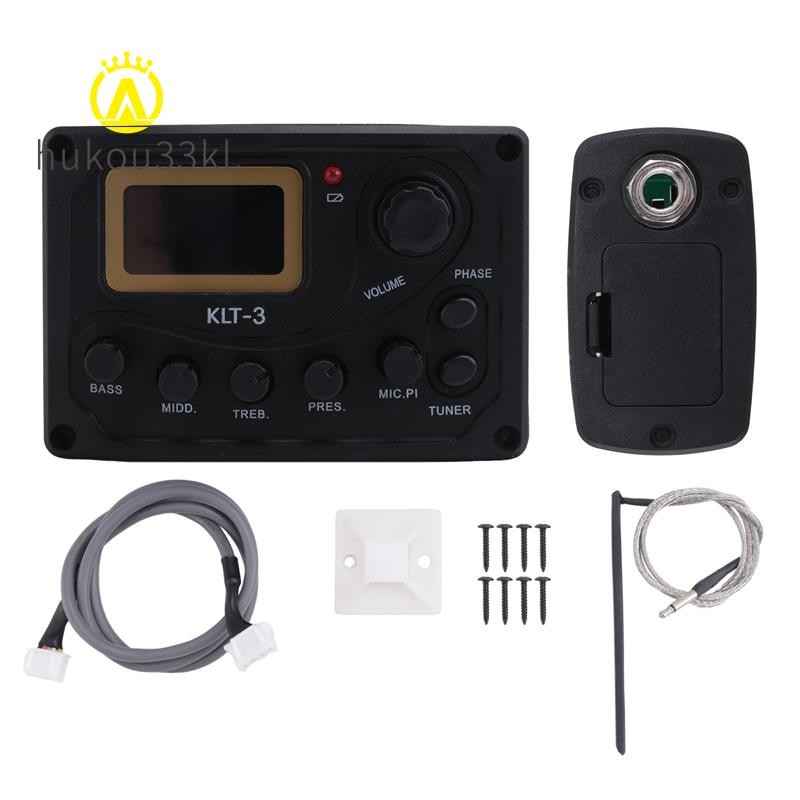 4 Band EQ Equalizer -3 Acoustic Guitar Bass EQ Preamp với Digital Tuner Guitar Pickup