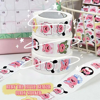   nhãn dán niêm phong hình hải ly nhỏ dễ thương Nhãn dán cuộn hoạt hình  trang trí sổ tay dính 