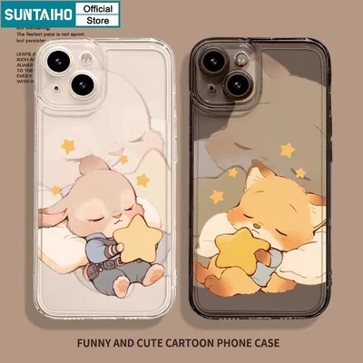 Ốp Điện Thoại Suntaiho Cặp Đôi Zootopia Judy Nick Họa Tiết Ngủ Trong Suốt Mềm Cao Cấp Chống Sốc Cho iPhone 11 12 13 14 15 16 Pro Max IP 7 8 Plus X XS XR Xs max