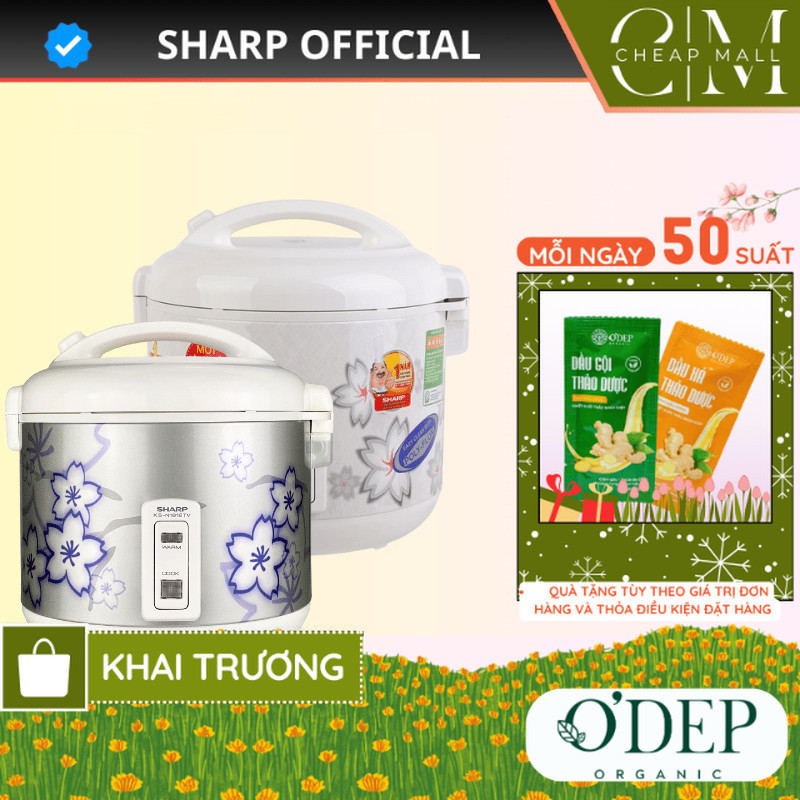 Nồi cơm điện nắp gài 1.8 lít Sharp Chính hãng, có khay hứng nước Sản xuất Thái Lan KS-N182ETV "SW" -