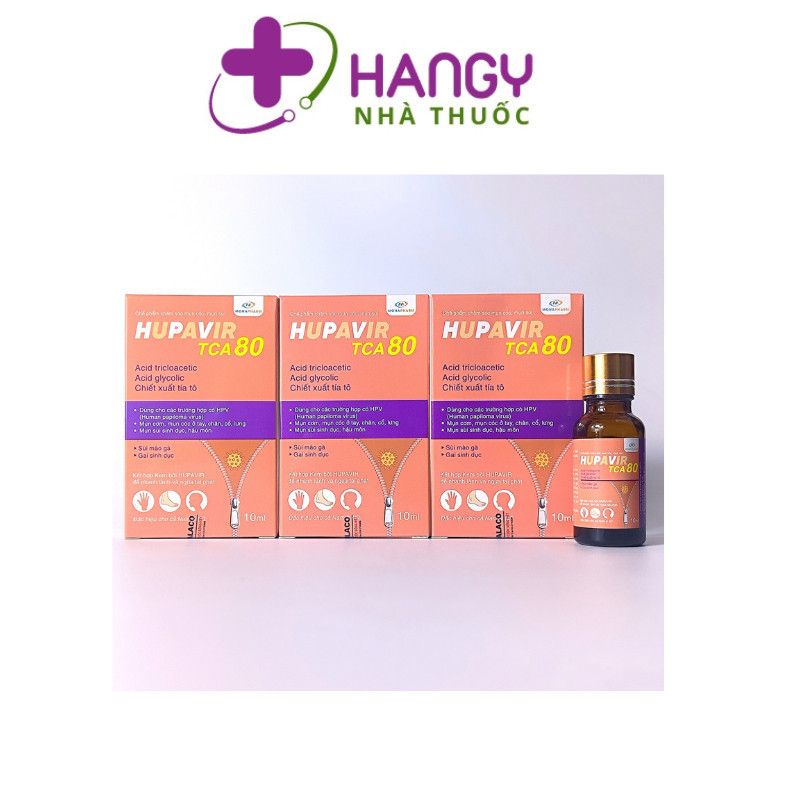 Dung dịch chấm lên da giúp giảm mụn cóc, sùi mào gà, gai sinh dục HUPAVIR TCA 80% (Lọ 10ml)