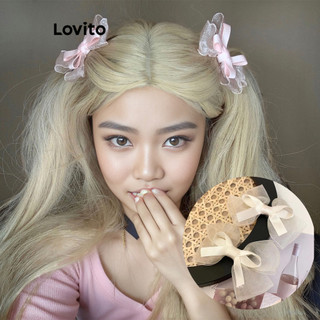 Kẹp tóc nơ Lovito màu trơn phong cách thường ngày cho nữ LFA32069