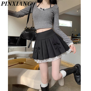 Váy xếp ly pinxiang dành cho nữ váy ren nơ preppy
