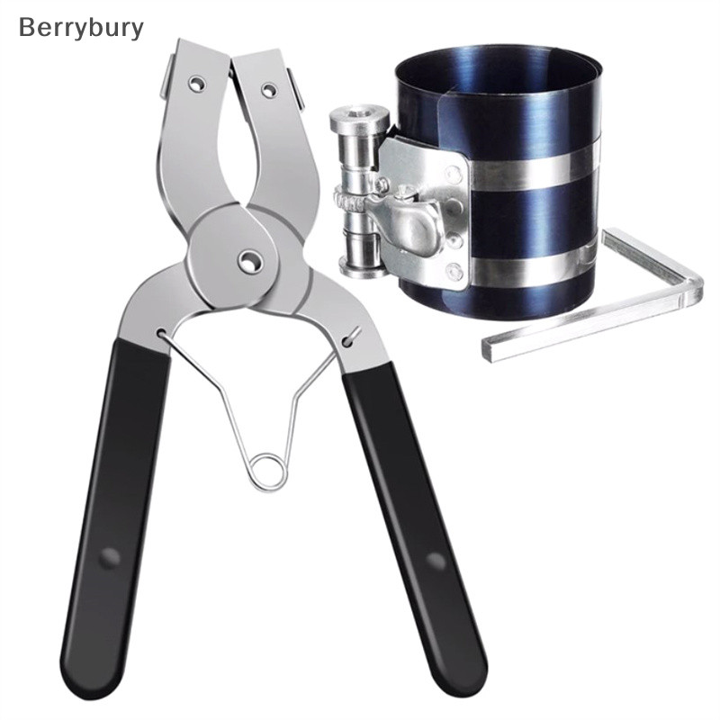 Berrybury Piston Vòng Cài Đặt Piston Vòng Kìm Piston Vòng Máy Nén Dụng Cụ Thép Không Gỉ Bảo Trì Xe Kẹp Động Cơ MỚI