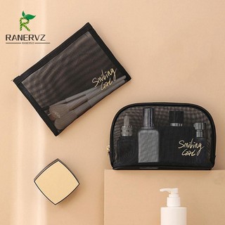 Túi lưới đựng mỹ phẩm màu đen sức chứa lớn di động thời trang cho nữ