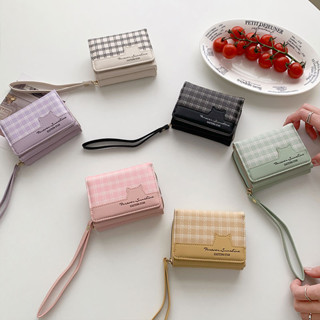 Ví nữ sáng tạo ngọt ngào thời trang Ví đựng tiền đa chức năng in lưới dễ thương