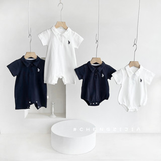 Mùa Hè Mới Quần Áo Cho Bé Cotton Nguyên Chất Bé Trai Và Bé Gái Body Ngắn Tay Phong Cách Hàn Quốc Sơ Sinh Áo Liền Quần Polo Siêu Đẹp Trai