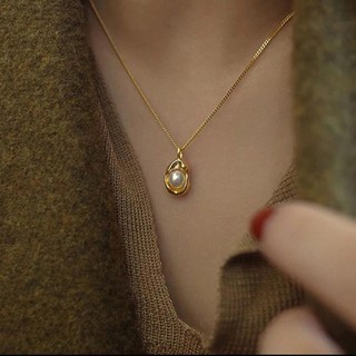 Mặt dây chuyền ngọc trai vàng 18k bằng thép không gỉ Vòng cổ chống phai màu