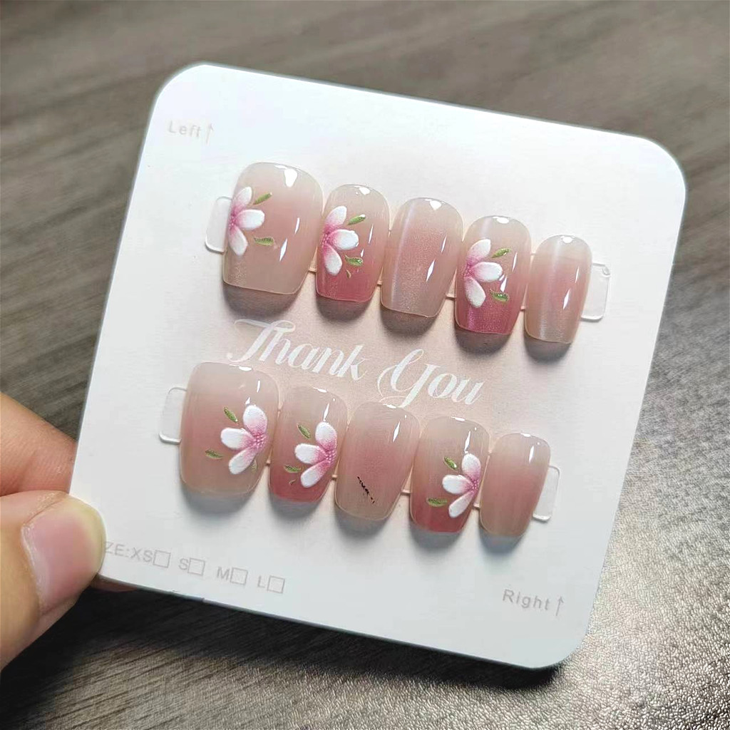 Cat Eye10PCS Handmade Press on Nails Móng Tay Giả Có Keo Dán M047