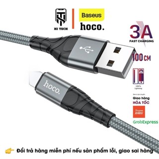 Dây sạc lP HOCO DU02, dây sạc nhanh 3A chuyển đổi từ USB sang nightling, dây bện dù chống đứt, dài 1-2m.
