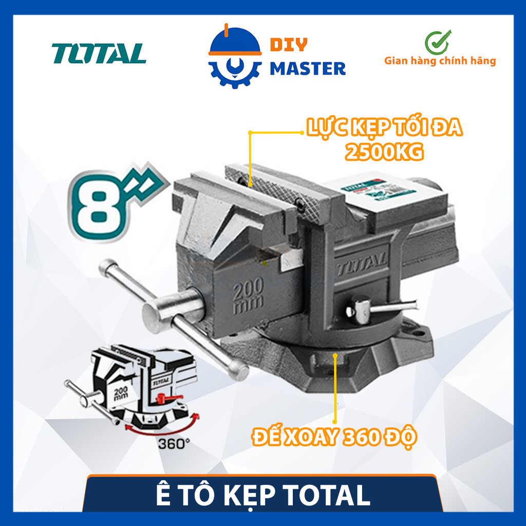 TOTAL Ê tô kẹp 6 inch THT6166 (Cam kết Chính Hãng 100%) - Ê tô để bàn Ê tô kẹp thanh sắt, ống nước