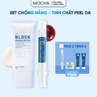 Combo Retinol Mix Peel & Kem Chông Nắng Phục Hồi SPF 50+ Mocha Derma 50g, Cho Mọi Loại Da