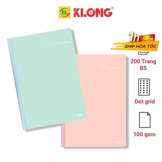 Vở may dán gáy bìa B5 Dotgrid 200 trang  Ms 839 Pastel VPPKLONG, cuốn tập sổ Klong [Chọn Màu]