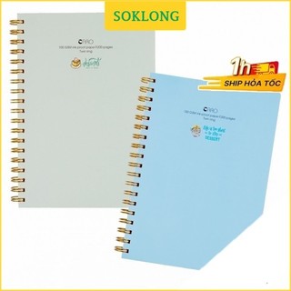 Vở B5 200 trang caro 5x5 Klong Ms 576 lò xo kép bìa nhựa [Chọn Màu] [SOKLONG], cuốn tập sổ Klong