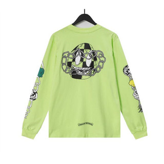 Thời TRANG 6C5H Táo Xanh graffiti Nam Nữ Áo Thun Cotton Thể Thao Áo Dài Tay
