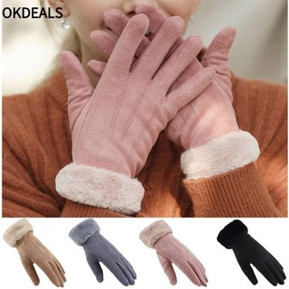 Đôi Găng Tay Phủ Lông Hở Ngón Dễ Thương Ấm Áp Cho Nữ