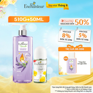 Combo Sữa tắm Enchanteur Naturelle hương hoa Lavender 510g + Lăn Khử Mùi Hương Nước Hoa Charming 50ml