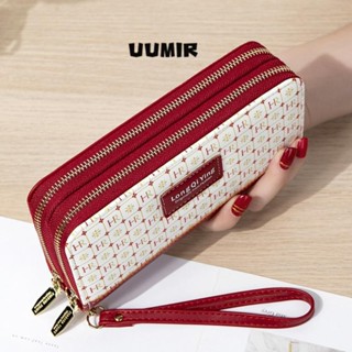 UUMIR Ví dây kéo, Ví dài nữ bằng da PU hai lớp, Túi xách dung tích lớn đa chức năng