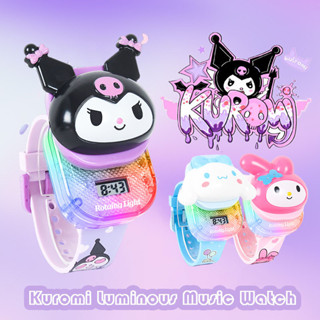 Đồng hồ nhạc phát sáng Kuromi mới nhất với bảng bật lên Sanrio Melody Trẻ em Đèn LED nhấp nháy đầy màu sắc Đồ chơi đồng hồ Quà tặng sinh nhật