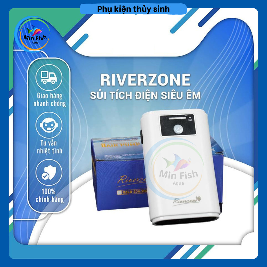 Máy sủi oxy tích điện siêu êm RIVERZONE sử dụng pin dung lượng cao (tặng 1m dây sủi)