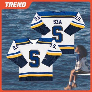 Sza SOS Merch Jersey Blind Album Mới Áo Thun Dài Tay Nam Nữ Vintage Plus Size Thời Trang Đường Phố Cổ Chữ V Áo Sơ Mi Dài Tay