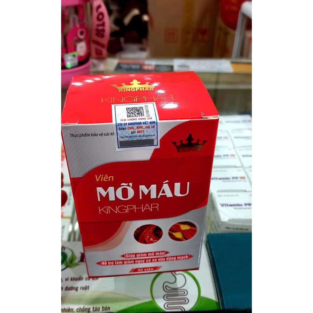 Viên uống giảm mỡ máu kingphar - Hỗ trợ giảm xơ vữa động mạch ,  hạ mỡ máu, điều hòa cholesterol và triglycerid máu -40v