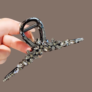 Siêu Cổ Tích Pha Lê Hoa Phụ Kiện Tóc Kích Thước Lớn Kim Loại Đen Vuốt Tóc Cao Cấp Lưng Đầu Kẹp Tóc Nữ Mũ