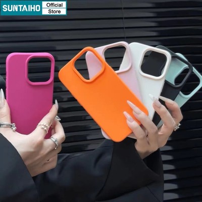 Suntaiho Vỏ Màu Thời Trang Đơn Giản Silicon Mềm Vỏ Điện Thoại Cho Iphone 16 15 14 12 13 11 Pro Max IP 15 Pro Max Ốp Lưng Chống Sốc