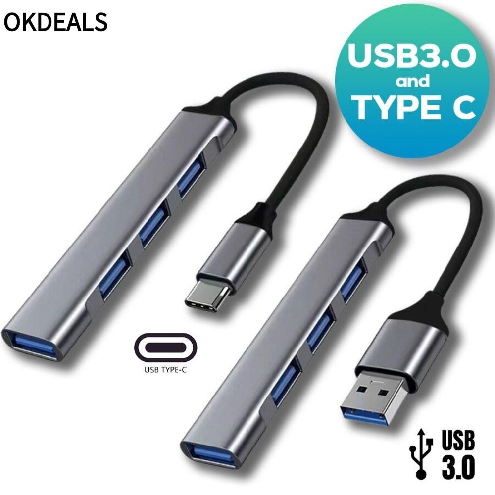 Okdeals USB-C HUB, Laptop PC 4 TRONG 1 Type-C Splitter, Bộ chuyển đổi OTG tốc độ cao bằng hợp kim nh