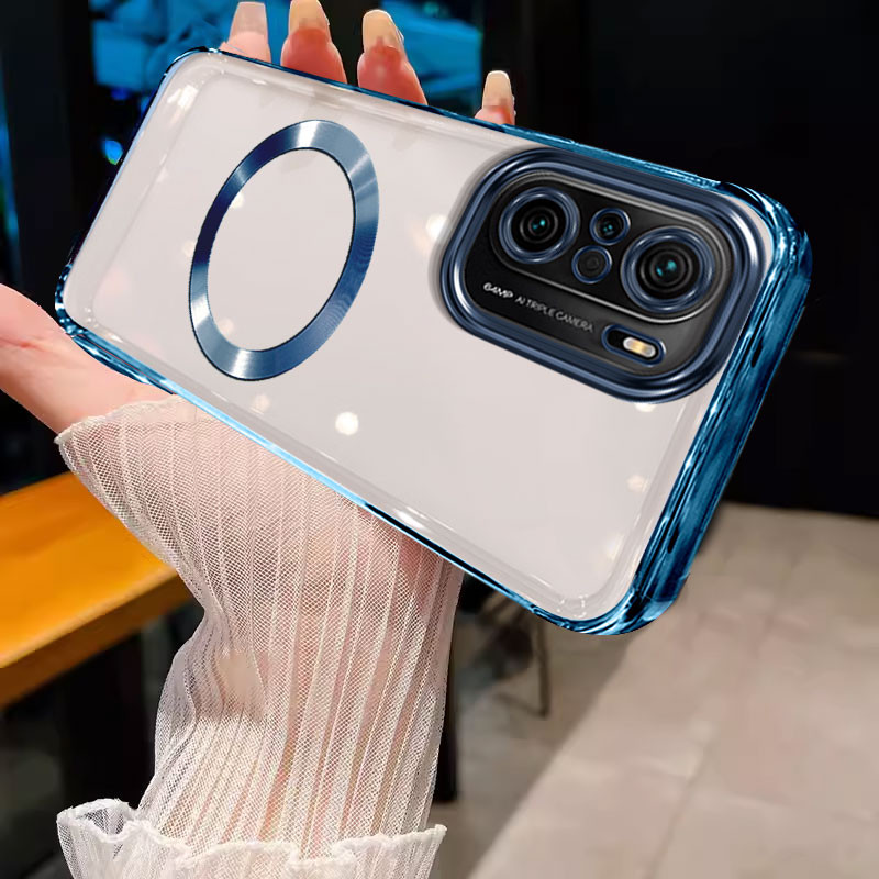 ốp lưng Ốp lưng điện thoại POCO F3 Xiaomi POCO F4 POCO F5 Ốp lưng trong suốt viền vàng mềm có vòng hút nam châm bảo vệ giảm xóc wstmcxq01