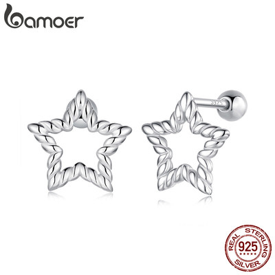 BAMOER Thiết Kế Ban Đầu Bông Tai Bạc 925 Thiết Kế Ngôi Sao Trang Sức Quà Tặng Cho Nữ