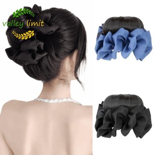  VALLEY LIMIT Xanh Đen Nơ Chignon Miếng Tóc Phần Mở Rộng Tóc Tổng Hợp Bun Phụ Kiện Tóc Lông Tơ Scrunchy Móng Vuốt Kẹp Bóng Đầu Tóc Giả Sử Dụng Hàng Ngày 