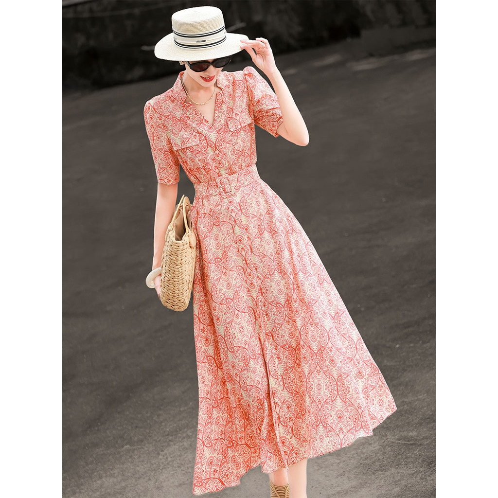 MEXCOCO 2026 Mùa Hè Phong Cách Mới Sang Trọng Pháp Thanh Lịch Nẹp Đầm In Ren