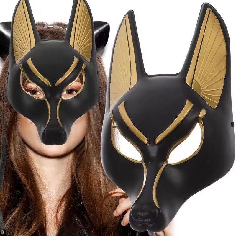 Cổ Ai Cập Anubis Cosplay Mặt nạ Đầu Sói Mặt nạ Trang Phục Đảng Thể Hiện Chống Đỡ Halloween Lạ Mắt Đầ