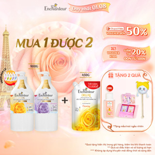 [TẶNG Túi 450G] Sữa tắm hương nước hoa Pháp Enchanteur Deluxe 900g - Mềm mịn như lụa Lưu hương 24H (Tặng mùi ngẫu nhiên)