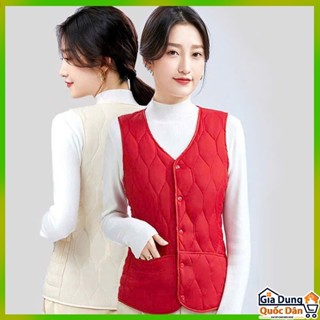 Áo gile lót lông ấm áp cho nữ - Áo khoác lót bông mỏng nhẹ, thời trang mùa đông