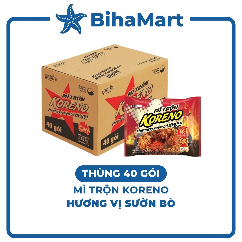 [THÙNG40GÓI]-PALDO- Mì trộn Koreno hương vị Sườn bò, Koreno Mì trộn sườn bò Koreno, Mì Koreno Hàn Qu