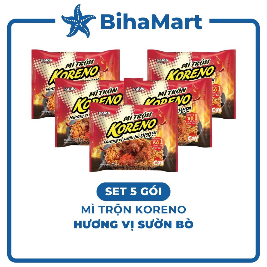 [SET5GÓI] - PALDO - Mì trộn Koreno hương vị Sườn bò, Koreno Mì trộn sườn bò Koreno, Mì Koreno Hàn Qu