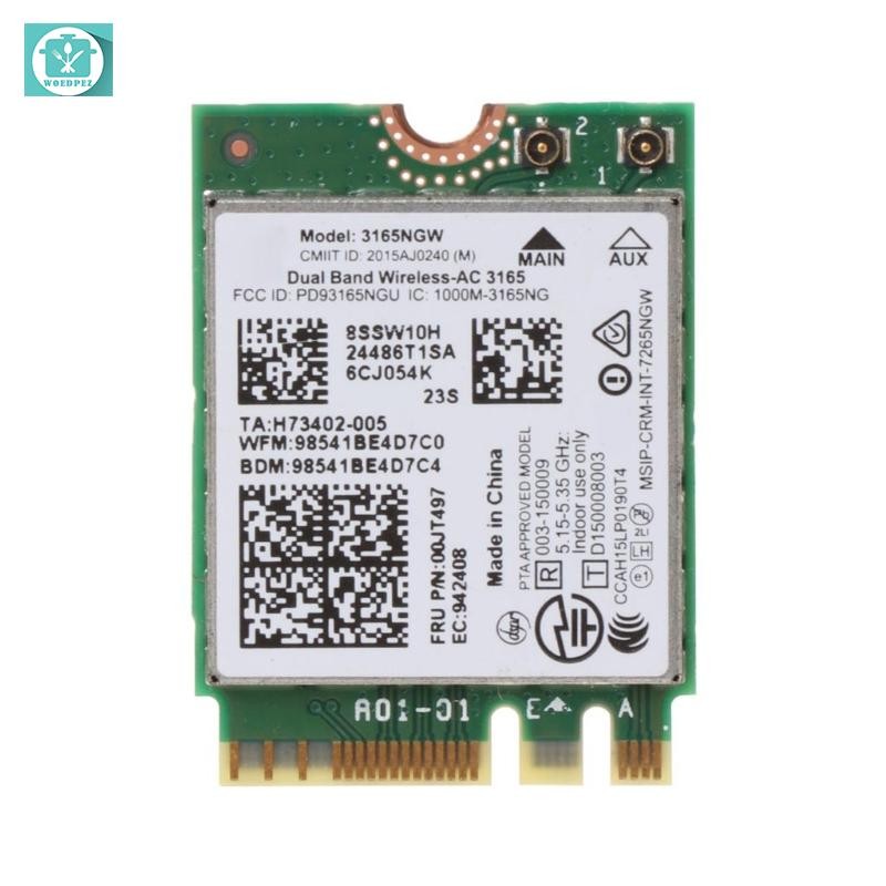 Woedpez 433Mbps 3165NGW Thẻ Wifi Băng tần kép Wireless-AC WiFi Card 802 11ac BT-Tương thích 4 0 Thẻ 