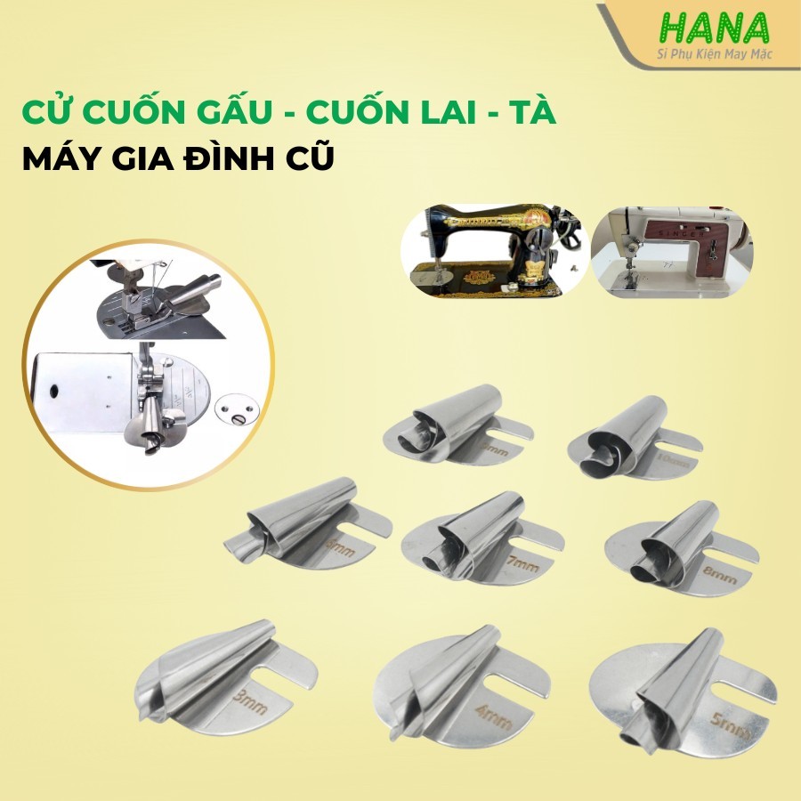Cử cuốn gấu, cử cuốn lai, cử cuốn tà, cữ viền mi ni máy gia đình | Hana