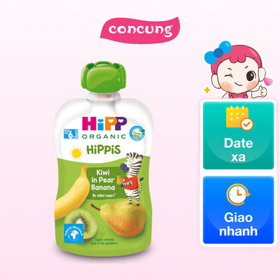 Dinh dưỡng trái cây nghiền hữu cơ HiPPiS Organic - Kiwi, Lê, Chuối
