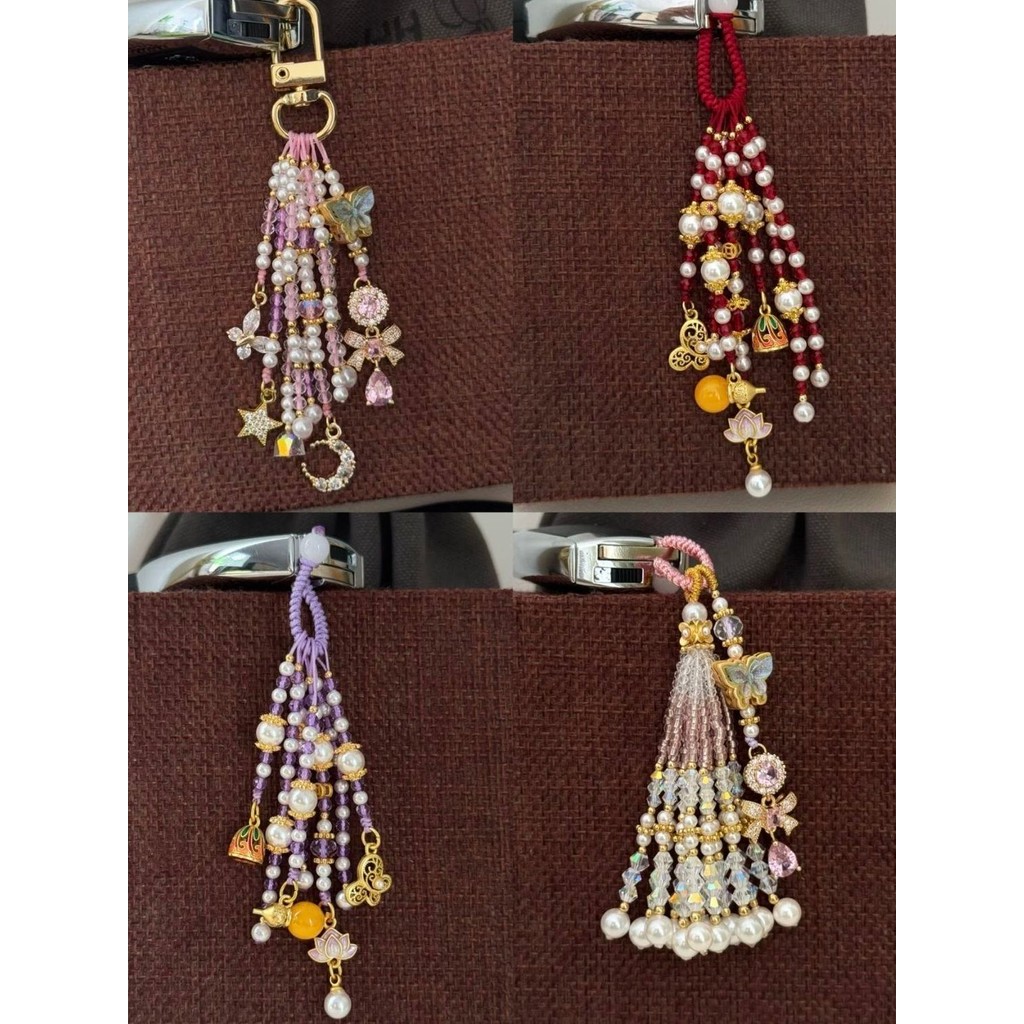 Mới Phong Cách Trung Quốc Hồng Bướm Phát Trực Tuyến Đính Hạt Điện Thoại Di Động Dây Xích Ngôi Sao Mặ