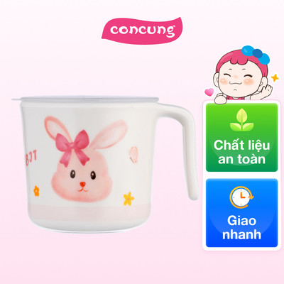 Cốc uống nước có nắp đậy melamine cao cấp Moreware (220ml, 1005, thỏ hồng)