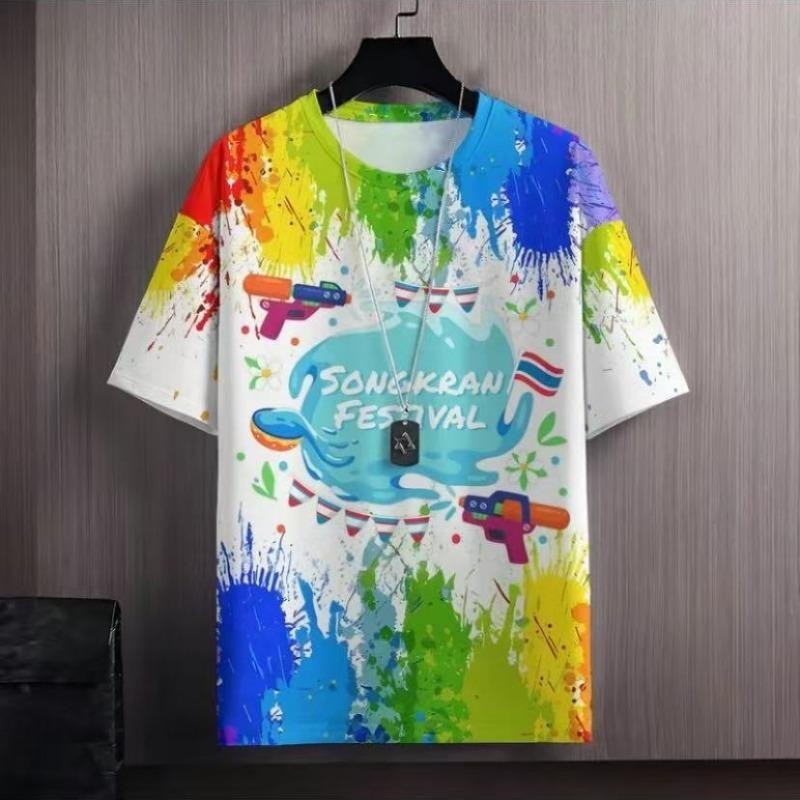 Áo thun nam in hình 3D thoáng khí, cổ tròn thời trang, phù hợp cả tập thể thao và mặc hàng ngày.