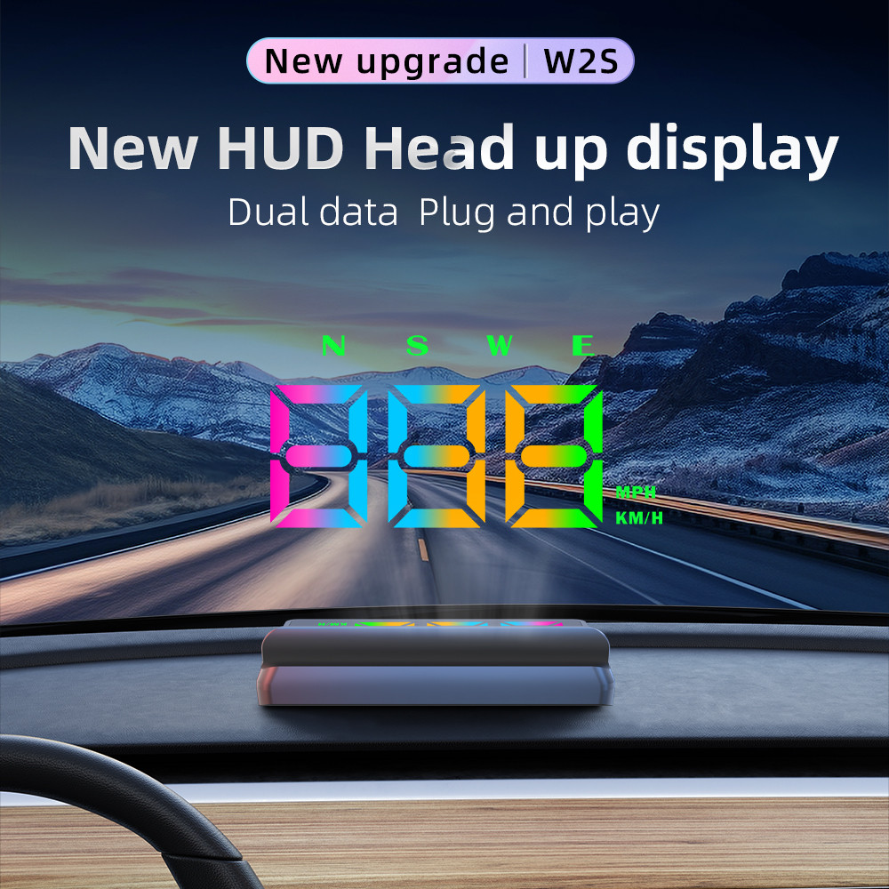 W2S HUD Đầu Ô Tô Hiển Thị Tự Động Kỹ Thuật Số Đồng Hồ Tốc Độ MPH KMH Phụ Kiện Ô Tô Điện Tử Máy Chiếu
